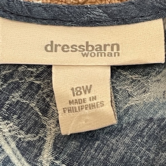 Dress Barn Womens 18W Tropical Print Sleeveless Midi Dress‎ Blue Vacation Beach - Picture 9 of 11